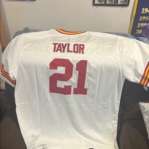Replica White Sean Taylor Jersey with Red Accents
